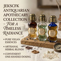 JckscFK™ Antiquarian Apothecary Vegan Facial Serum Set, Herbal Essence Skincare Collection, Hydration Serum, Night Elixir & Eye Rescue Droplet, Artisan Botanical Facial Oil, One-Handed Dosing Beauty Gift Set