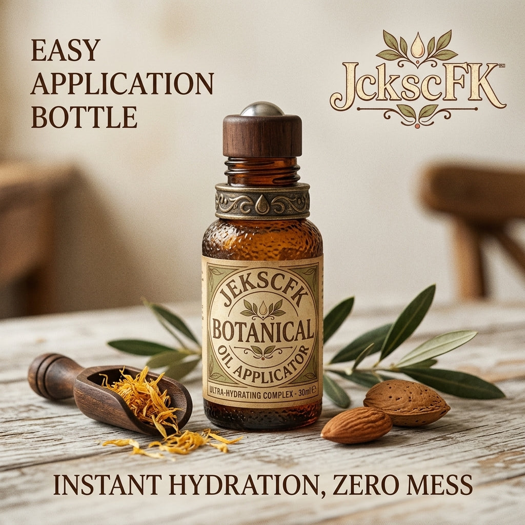 JckscFK™ Botanical Oil Applicator Bottle, Refillable Roll-On Essential Oil Dispenser, Mess-Free Hydrating Oil Bottle for Cuticle Oil, Body Oil, Scalp Oil, Beard Oil, Massage Oil & Travel Skincare