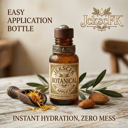 JckscFK™ Botanical Oil Applicator Bottle, Refillable Roll-On Essential Oil Dispenser, Mess-Free Hydrating Oil Bottle for Cuticle Oil, Body Oil, Scalp Oil, Beard Oil, Massage Oil & Travel Skincare