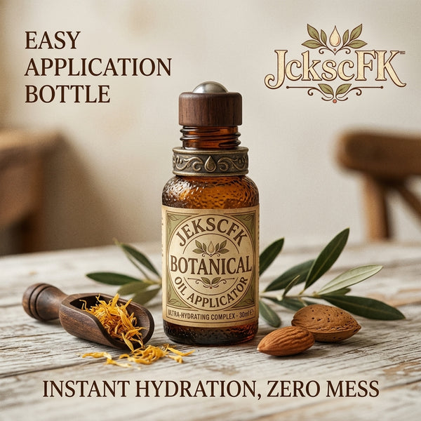 JckscFK™ Botanical Oil Applicator Bottle, Refillable Roll-On Essential Oil Dispenser, Mess-Free Hydrating Oil Bottle for Cuticle Oil, Body Oil, Scalp Oil, Beard Oil, Massage Oil & Travel Skincare